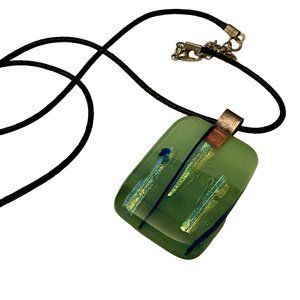 Mint Green Dichroic ArtIsan Glass Pendant